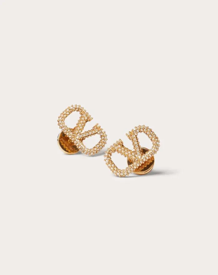 Valentino Jewelry Woman Vlogo Signature Earrings In Metal And Swarovski Crystals For Woman In Palladium Palladium Valentino Jewelry Woman Vlogo Signature Earrings In Metal And Swarovski Crystals For Woman In Palladium Palladium