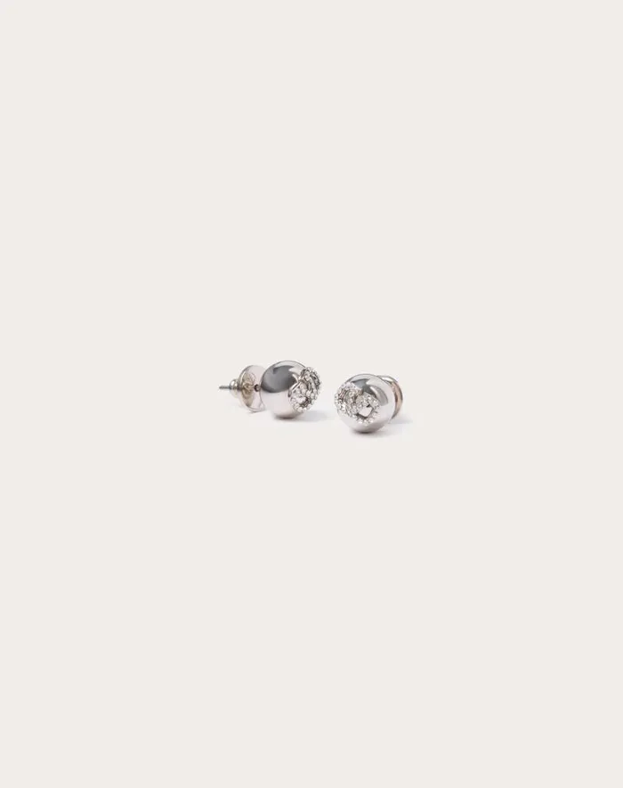 Valentino Jewelry Woman Vlogo Signature Metal And Swarovski Crystal Earrings For Woman In Palladiumcrystal Palladiumcrystal