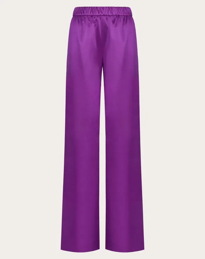 Valentino Pants And Shorts Woman Satin De Soie Pants For Woman In Violet Violet
