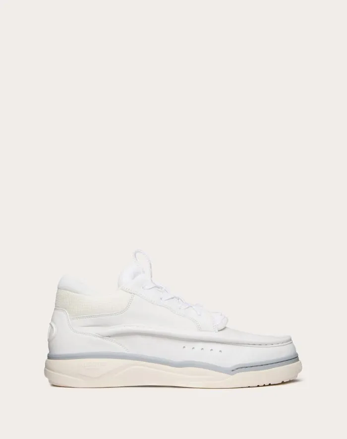 Valentino Sneakers Man Calfskin Leather Midtop Runboot Sneaker For Man In White White
