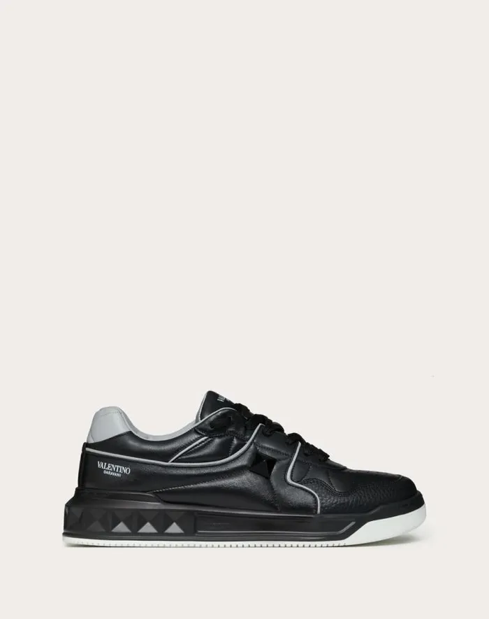 Valentino Sneakers Man One Stud Lowtop Nappa Sneaker For Man In Blackgray Blackgray
