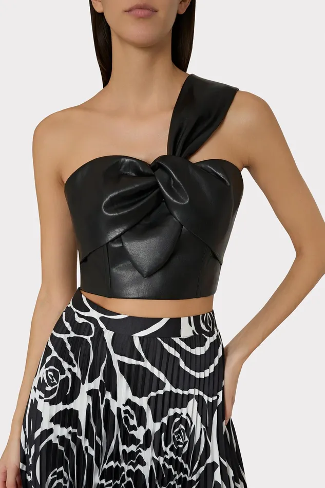 Vegan Leather Top Black Women Milly Tops