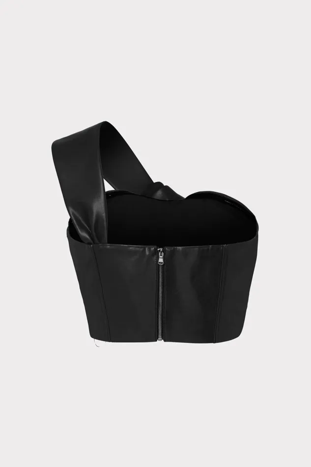 Vegan Leather Top Black Women Milly Tops