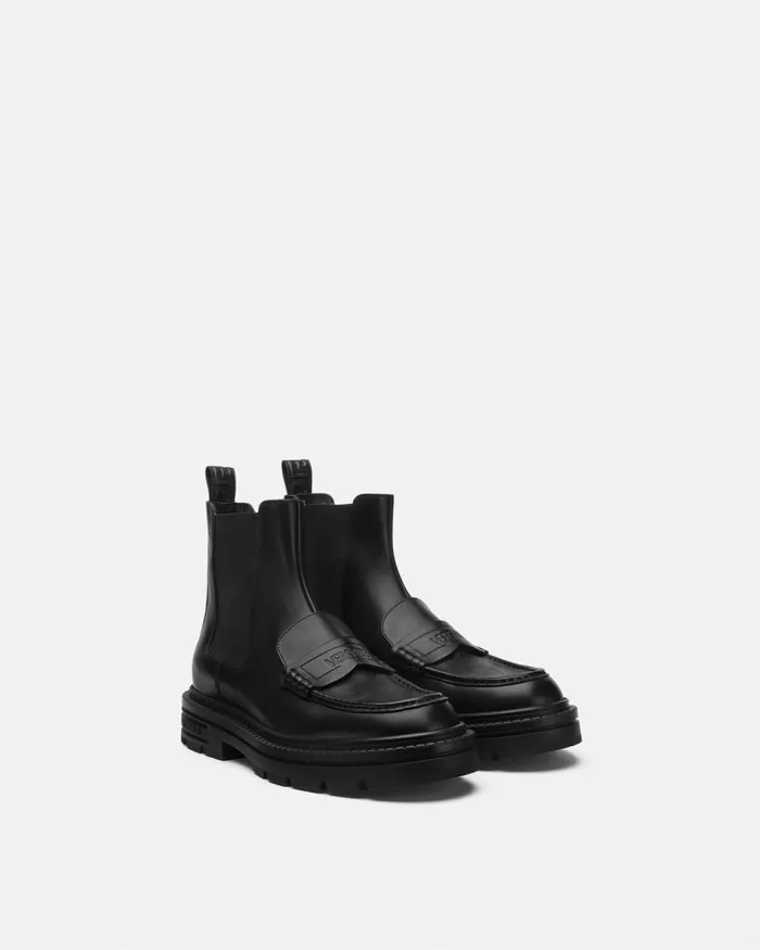Versace Adriano Loafer Boots Black Men Boots Versace Adriano Loafer Boots Black Men Boots