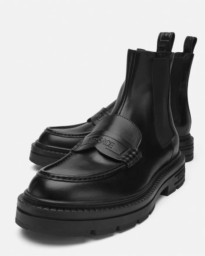 Versace Adriano Loafer Boots Black Men Boots Versace Adriano Loafer Boots Black Men Boots