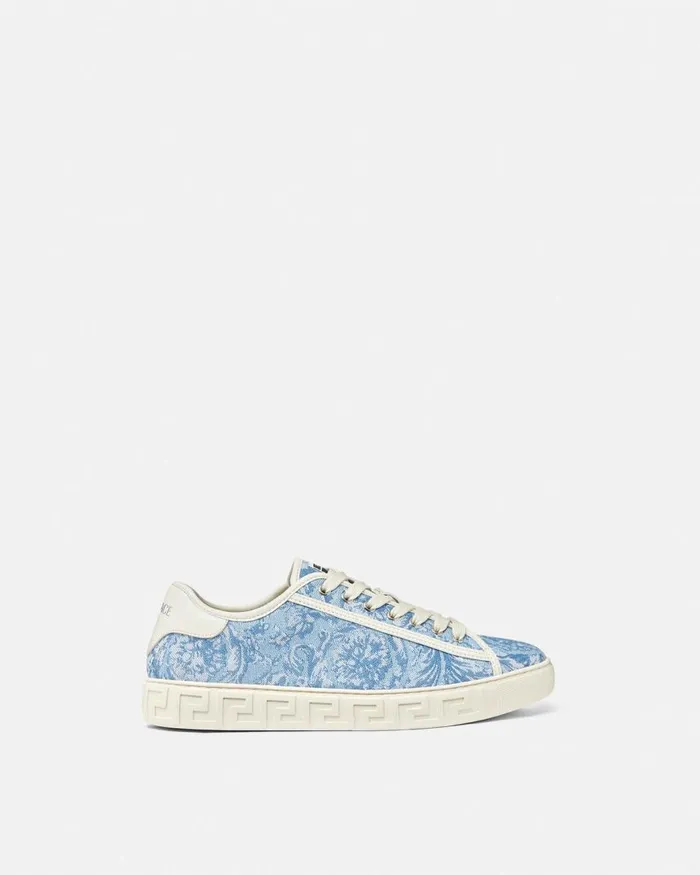 Versace Barocco Greca Sneakers Light Blue Men Sneakers