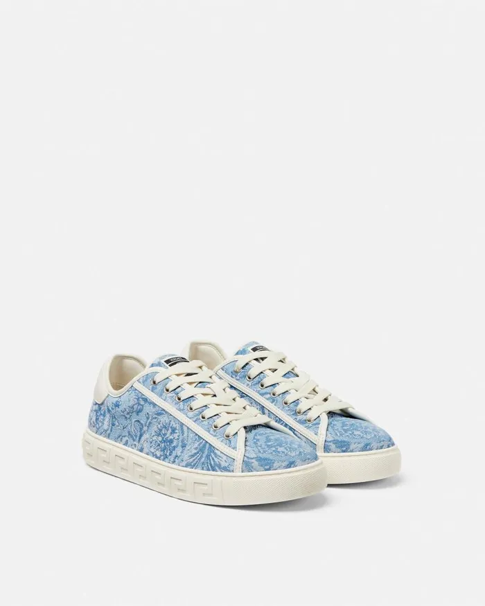 Versace Barocco Greca Sneakers Light Blue Men Sneakers Versace Barocco Greca Sneakers Light Blue Men Sneakers
