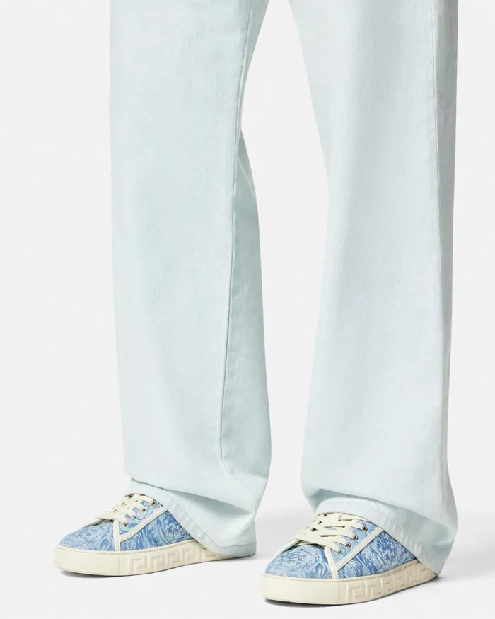 Versace Barocco Greca Sneakers Light Blue Men Sneakers Versace Barocco Greca Sneakers Light Blue Men Sneakers