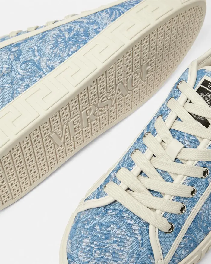 Versace Barocco Greca Sneakers Light Blue Men Sneakers Versace Barocco Greca Sneakers Light Blue Men Sneakers
