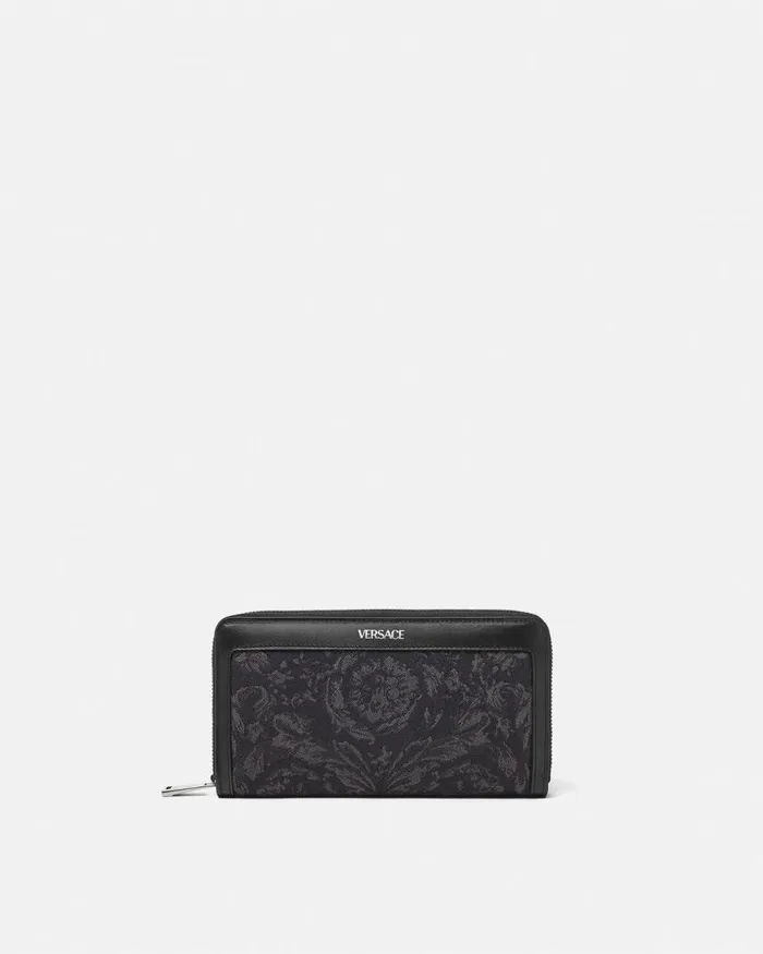 Versace Barocco Jacquard Long Wallet Blackprint WomenMen Wallets