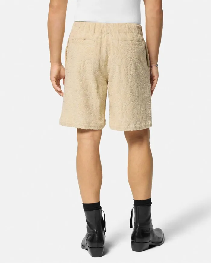 Versace Barocco Jacquard Towel Shorts Beige Men Pants and Shorts Versace Barocco Jacquard Towel Shorts Beige Men Pants and Shorts