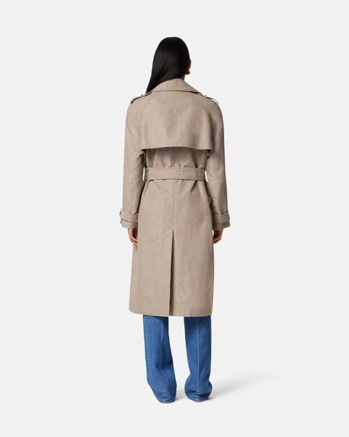 Versace Barocco Jacquard Trench Coat Beige Women Outerwear and Coats Versace Barocco Jacquard Trench Coat Beige Women Outerwear and Coats