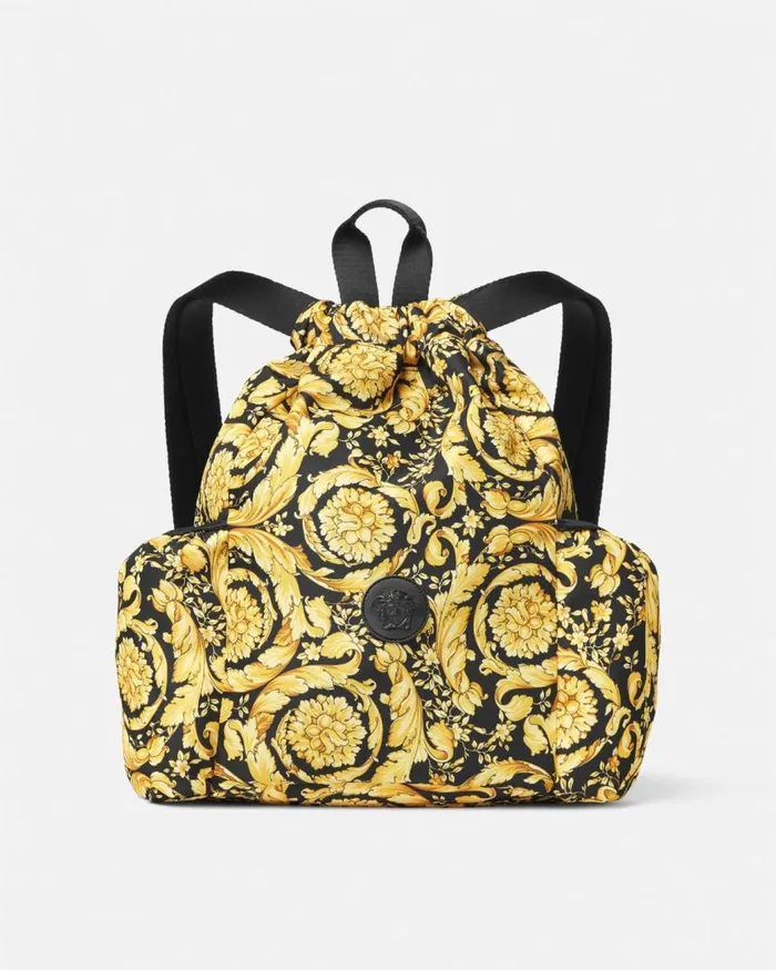 Versace Barocco Kids Drawstring Backpack Black Children Accessories