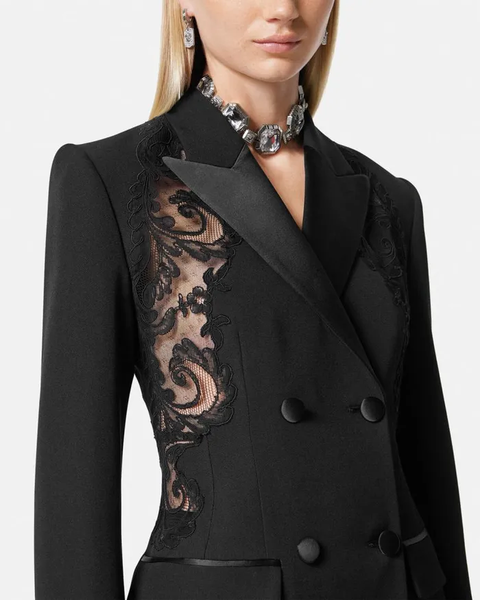 Versace Barocco Lace Blazer Dress Black Women Dresses Versace Barocco Lace Blazer Dress Black Women Dresses