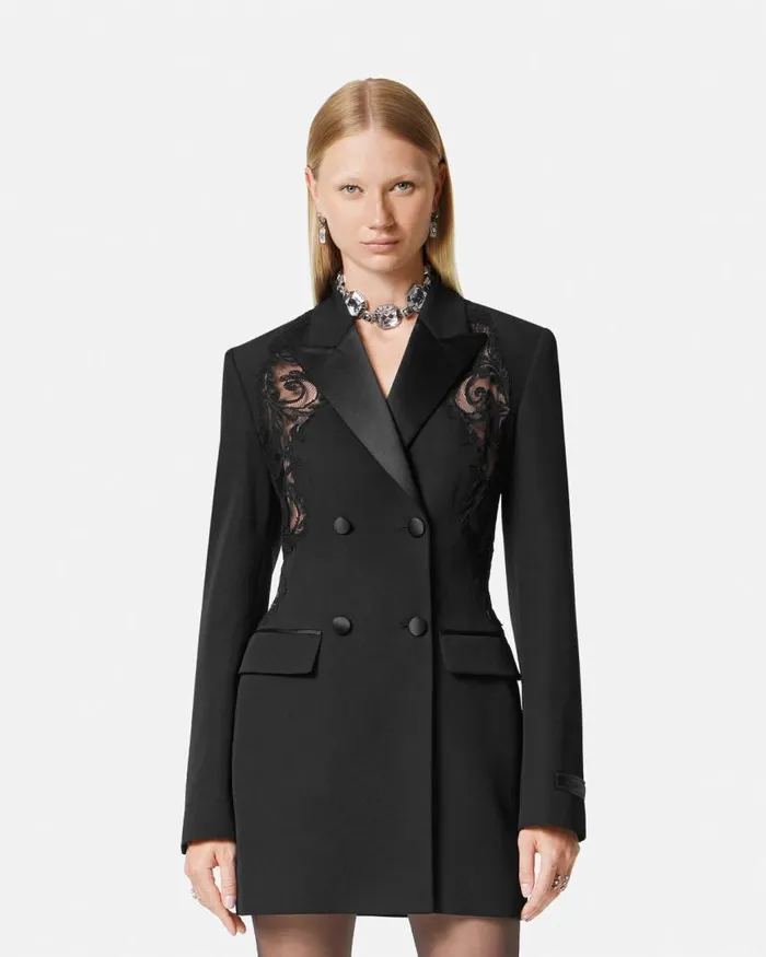 Versace Barocco Lace Blazer Dress Black Women Dresses Versace Barocco Lace Blazer Dress Black Women Dresses