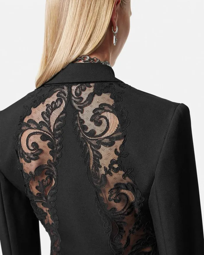Versace Barocco Lace Blazer Dress Black Women Dresses Versace Barocco Lace Blazer Dress Black Women Dresses