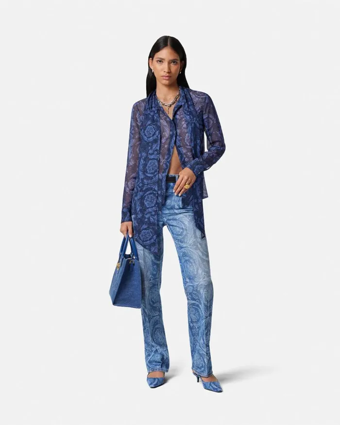 Versace Barocco Lavallire Shirt Blueprint Women Shirts and Tops Versace Barocco Lavallire Shirt Blueprint Women Shirts and Tops