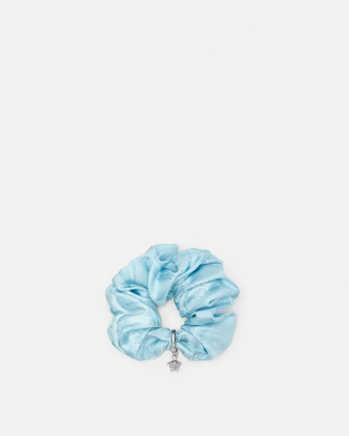 Versace Barocco Scrunchie Blue Women Hair Accessories
