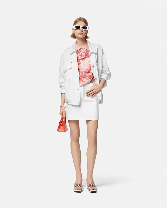 Versace Barocco Sea Knit Polo Shirt Pinkprint Women Knitwear Versace Barocco Sea Knit Polo Shirt Pinkprint Women Knitwear