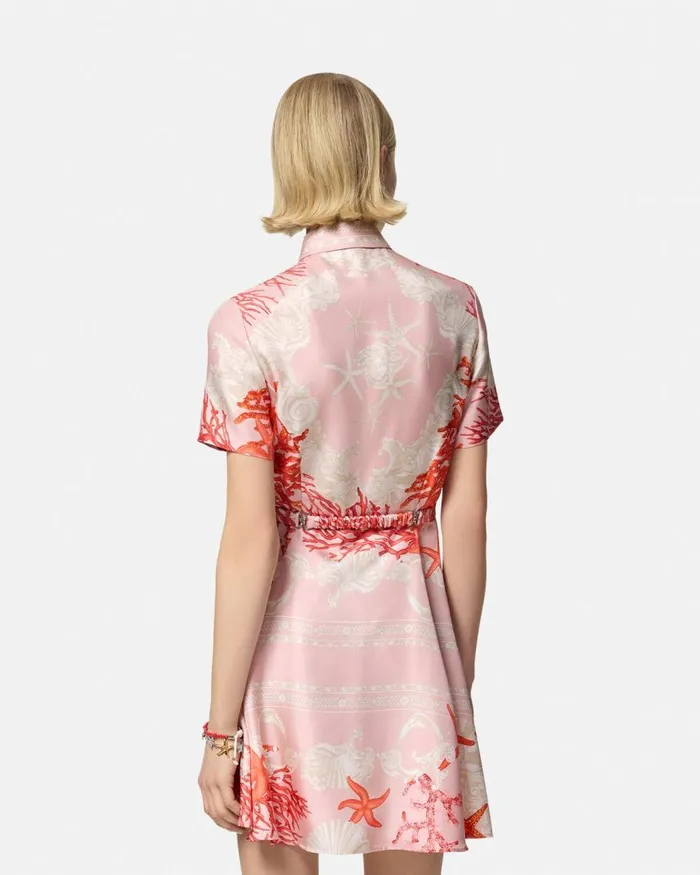 Versace Barocco Sea Silk Shirt Dress Pinkprint Women Dresses Versace Barocco Sea Silk Shirt Dress Pinkprint Women Dresses