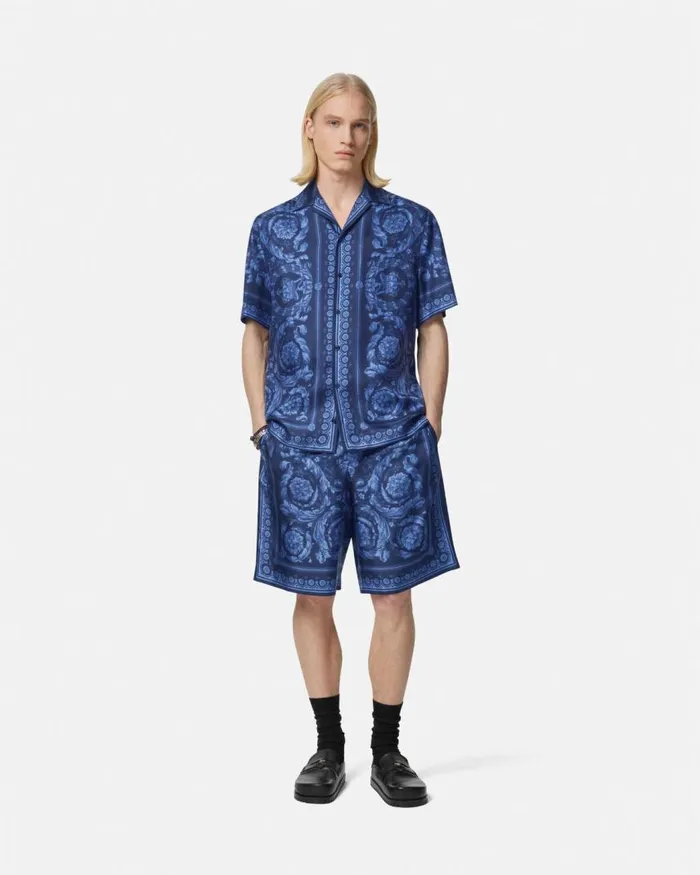 Versace Barocco Silk Shirt Blueprint Men Shirts Versace Barocco Silk Shirt Blueprint Men Shirts