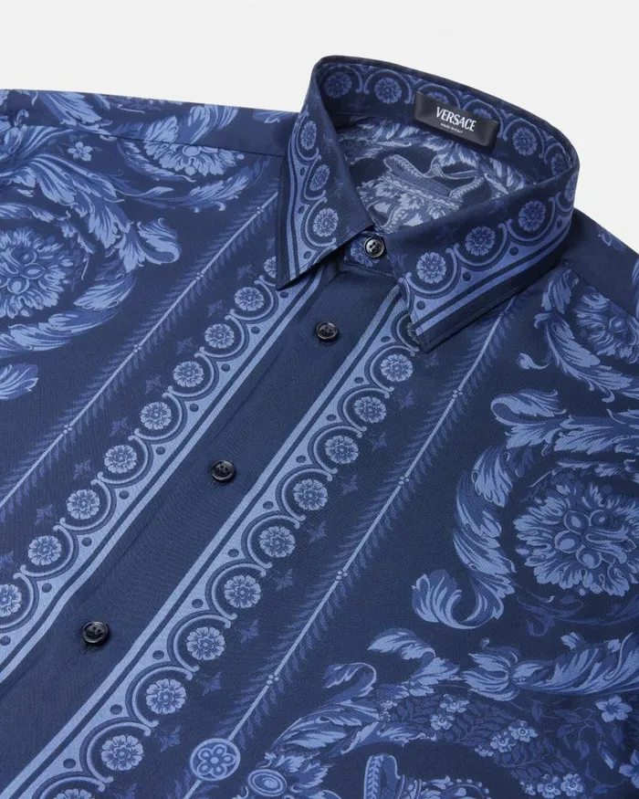 Versace Barocco Silk Shirt Blueprint Men Shirts Versace Barocco Silk Shirt Blueprint Men Shirts