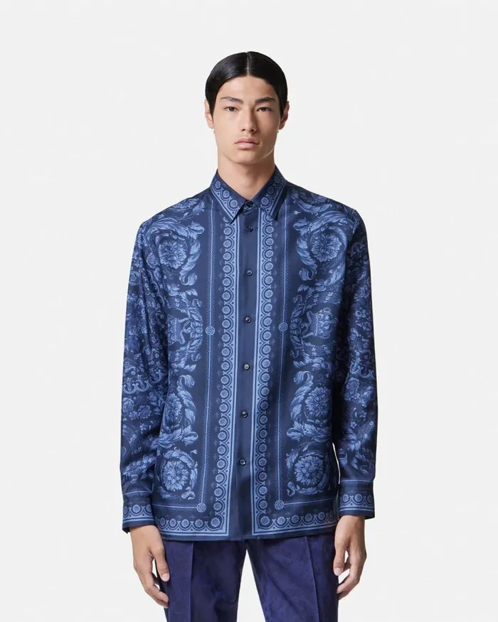 Versace Barocco Silk Shirt Blueprint Men Shirts Versace Barocco Silk Shirt Blueprint Men Shirts