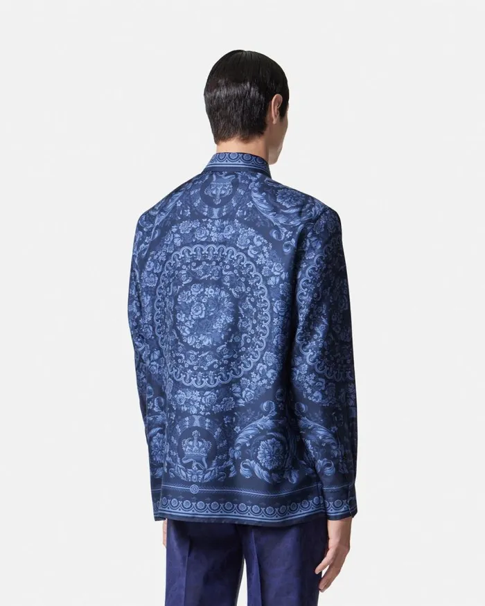 Versace Barocco Silk Shirt Blueprint Men Shirts Versace Barocco Silk Shirt Blueprint Men Shirts