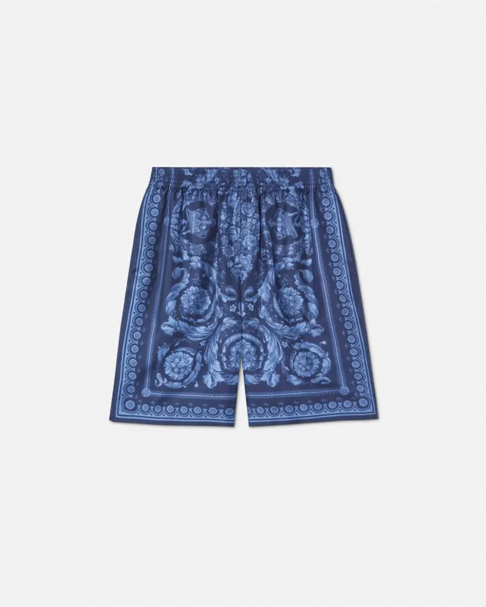 Versace Barocco Silk Shorts Blueprint Men Pants and Shorts