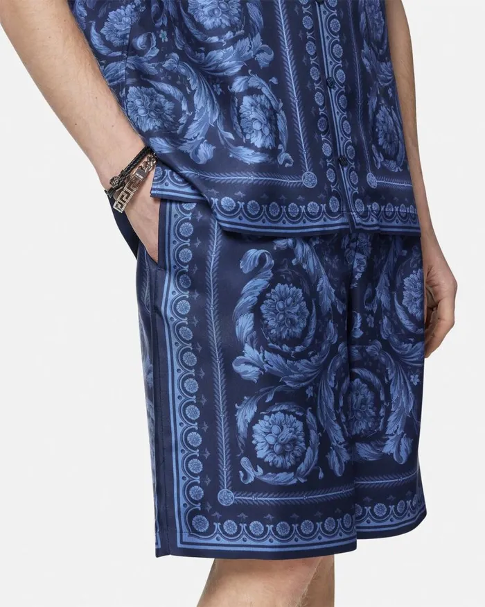 Versace Barocco Silk Shorts Blueprint Men Pants and Shorts Versace Barocco Silk Shorts Blueprint Men Pants and Shorts
