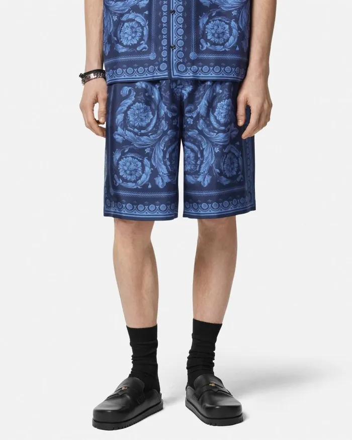 Versace Barocco Silk Shorts Blueprint Men Pants and Shorts Versace Barocco Silk Shorts Blueprint Men Pants and Shorts