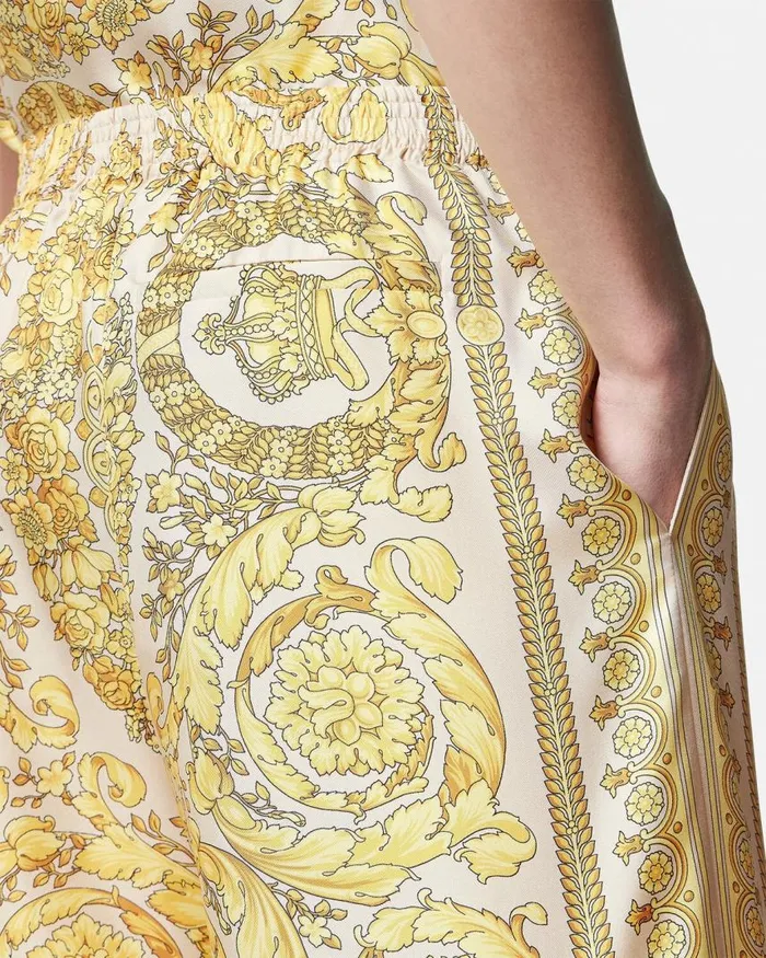 Versace Barocco Silk Shorts Yellowprint Men Pants and Shorts Versace Barocco Silk Shorts Yellowprint Men Pants and Shorts