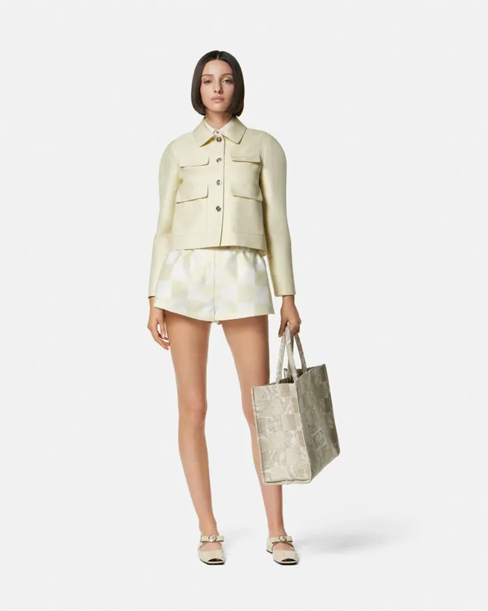 Versace Contrasto Duchesse Boxer Shorts Beige Women Pants and Shorts Versace Contrasto Duchesse Boxer Shorts Beige Women Pants and Shorts