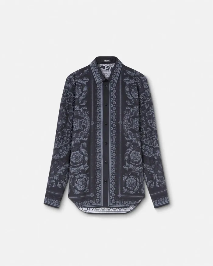 Versace Cotton Barocco Shirt Blackprint Men Shirts