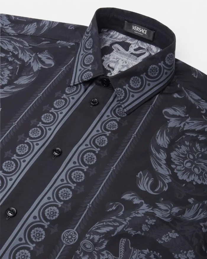Versace Cotton Barocco Shirt Blackprint Men Shirts Versace Cotton Barocco Shirt Blackprint Men Shirts