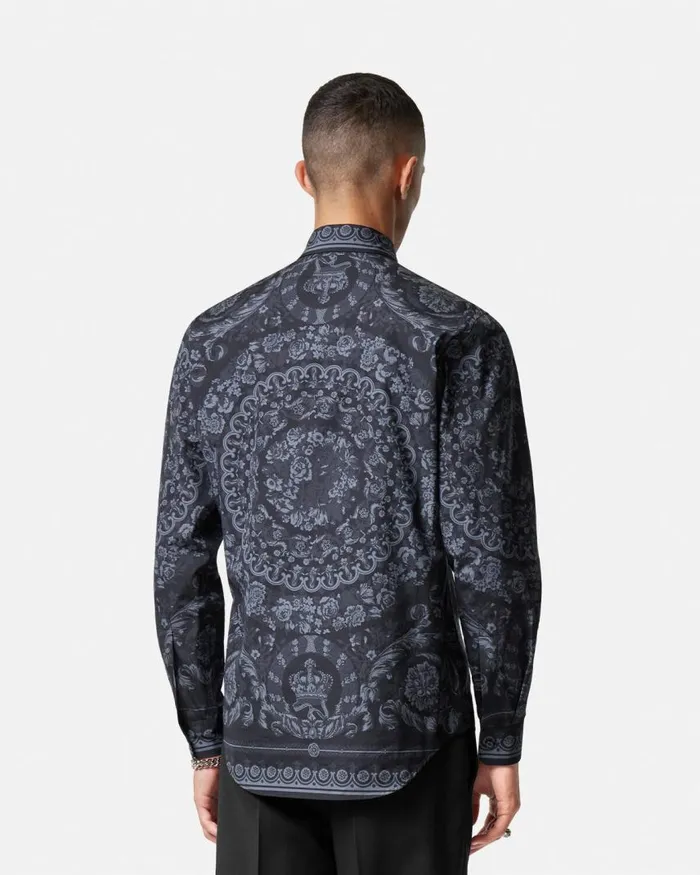 Versace Cotton Barocco Shirt Blackprint Men Shirts Versace Cotton Barocco Shirt Blackprint Men Shirts