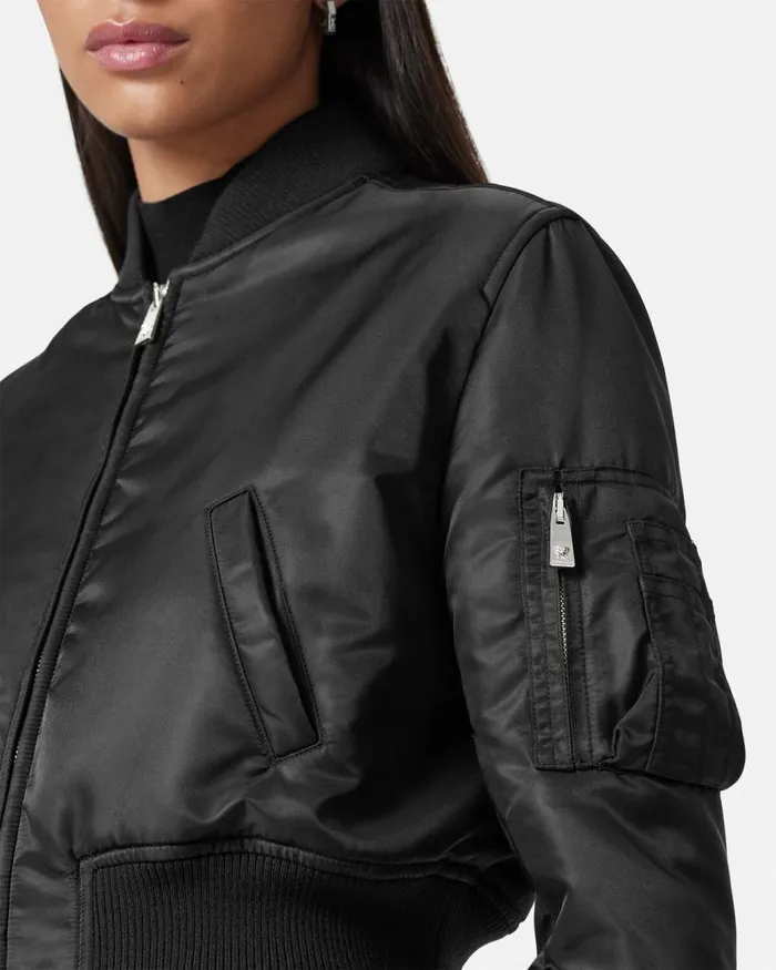 Versace Cropped Bomber Jacket Black Women Outerwear and Coats Versace Cropped Bomber Jacket Black Women Outerwear and Coats