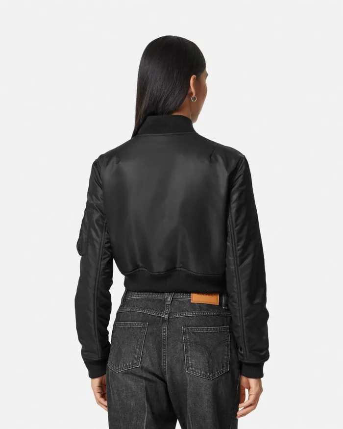 Versace Cropped Bomber Jacket Black Women Outerwear and Coats Versace Cropped Bomber Jacket Black Women Outerwear and Coats