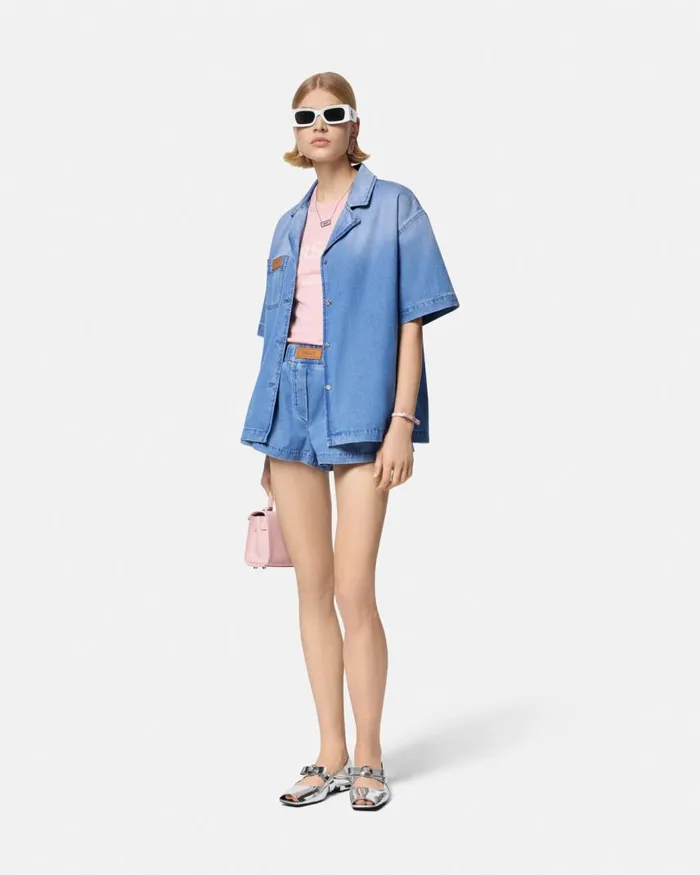 Versace Denim Boxy Shirt Blue Women Shirts and Tops Versace Denim Boxy Shirt Blue Women Shirts and Tops