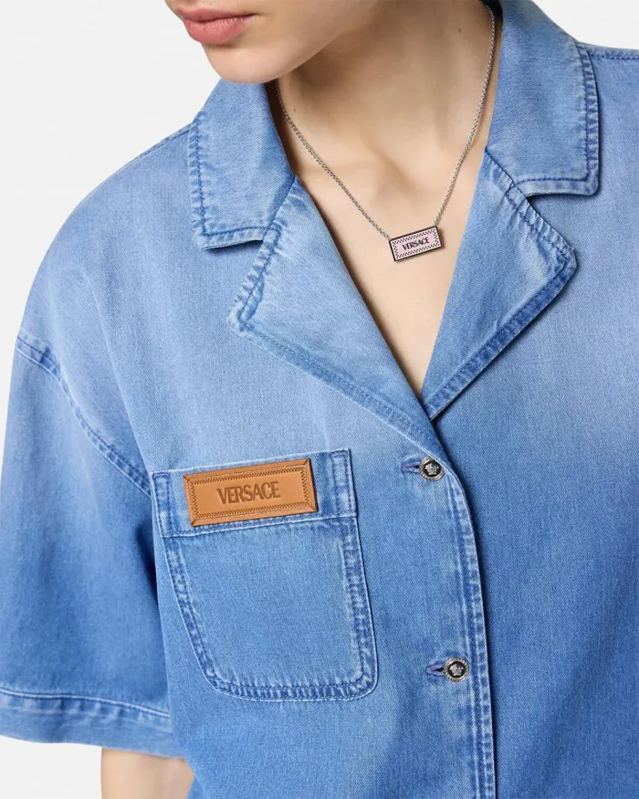 Versace Denim Boxy Shirt Blue Women Shirts and Tops Versace Denim Boxy Shirt Blue Women Shirts and Tops