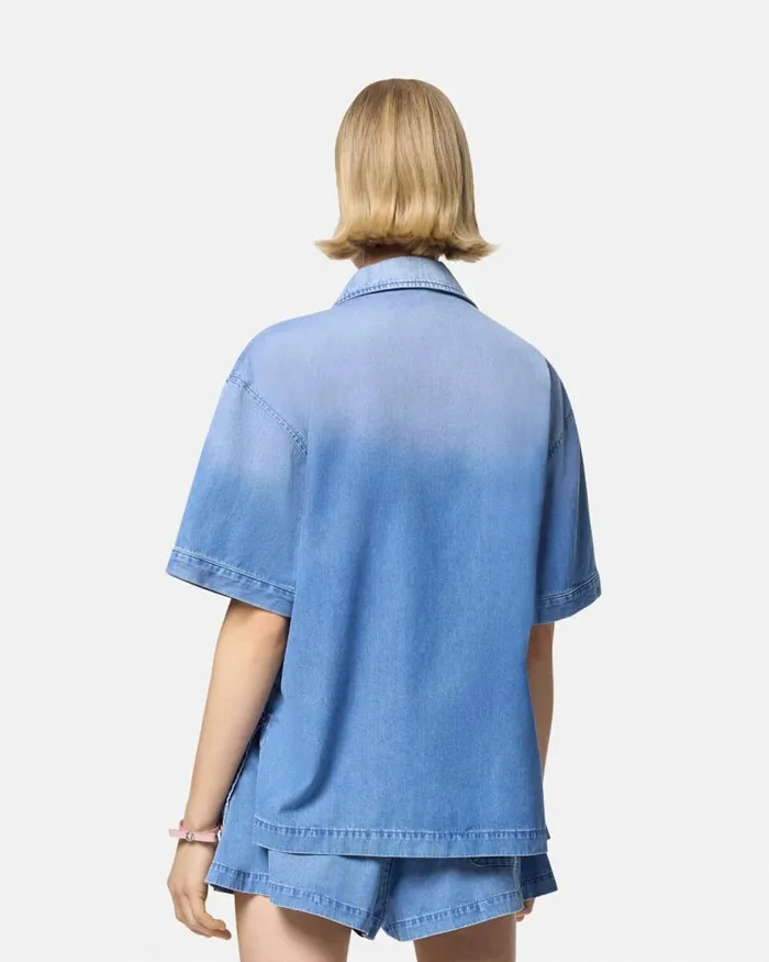 Versace Denim Boxy Shirt Blue Women Shirts and Tops Versace Denim Boxy Shirt Blue Women Shirts and Tops
