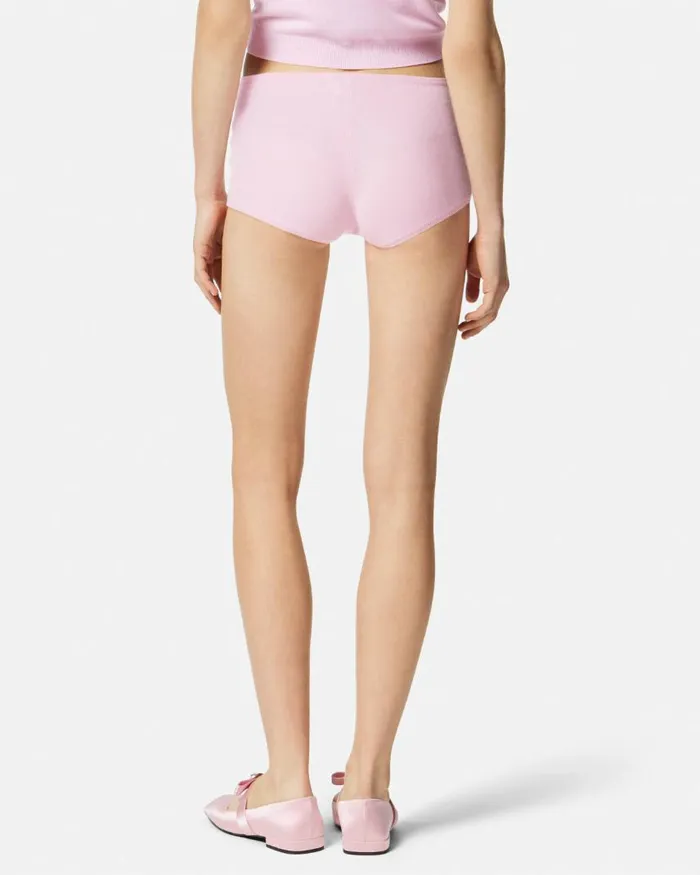 Versace Embroidered Cashmere Knit Shorts Light Pink Women Knitwear Versace Embroidered Cashmere Knit Shorts Light Pink Women Knitwear