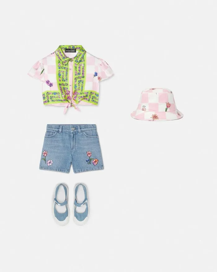 Versace Embroidered Kids Denim Shorts Blue Children Clothing Versace Embroidered Kids Denim Shorts Blue Children Clothing