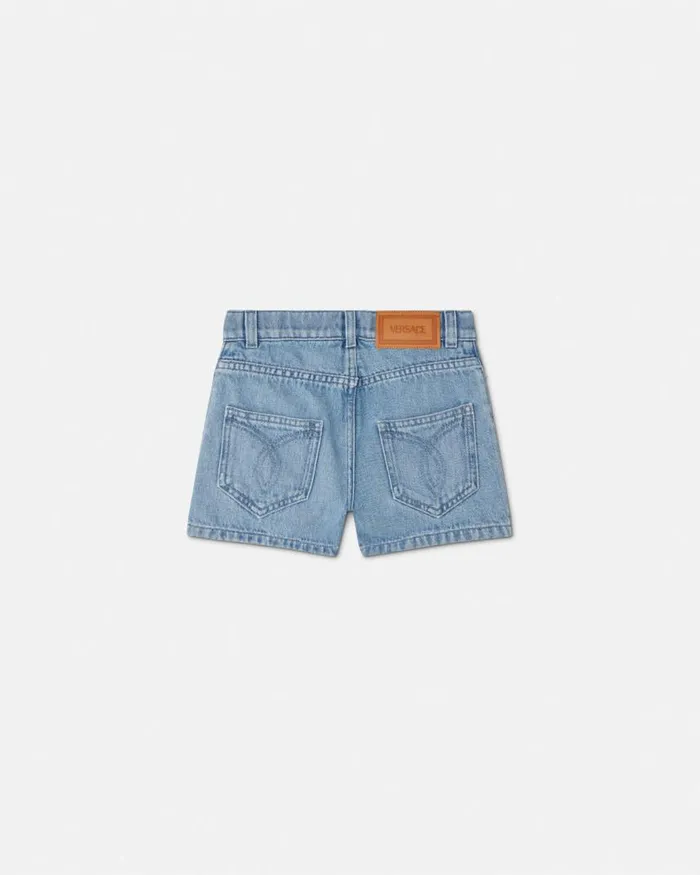 Versace Embroidered Kids Denim Shorts Blue Children Clothing Versace Embroidered Kids Denim Shorts Blue Children Clothing