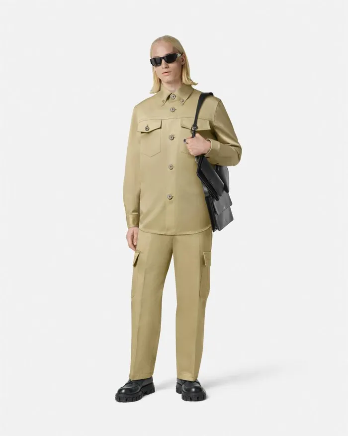 Versace Gabardine Cargo Pants Beige Men Pants and Shorts Versace Gabardine Cargo Pants Beige Men Pants and Shorts