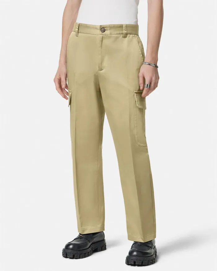 Versace Gabardine Cargo Pants Beige Men Pants and Shorts Versace Gabardine Cargo Pants Beige Men Pants and Shorts