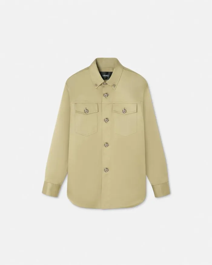 Versace Gabardine Overshirt Beige Men Jackets and Coats