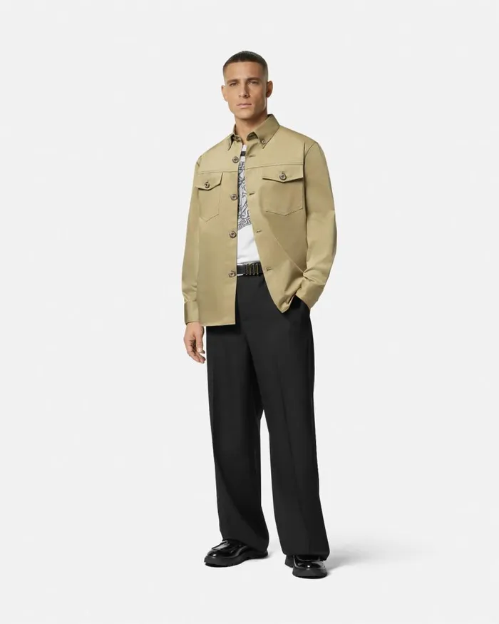 Versace Gabardine Overshirt Beige Men Jackets and Coats Versace Gabardine Overshirt Beige Men Jackets and Coats