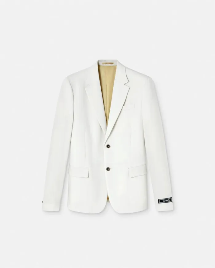 Versace Grain De Poudre SingleBreasted Blazer White Men Blazers and Suits