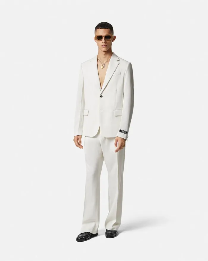 Versace Grain De Poudre SingleBreasted Blazer White Men Blazers and Suits Versace Grain De Poudre SingleBreasted Blazer White Men Blazers and Suits
